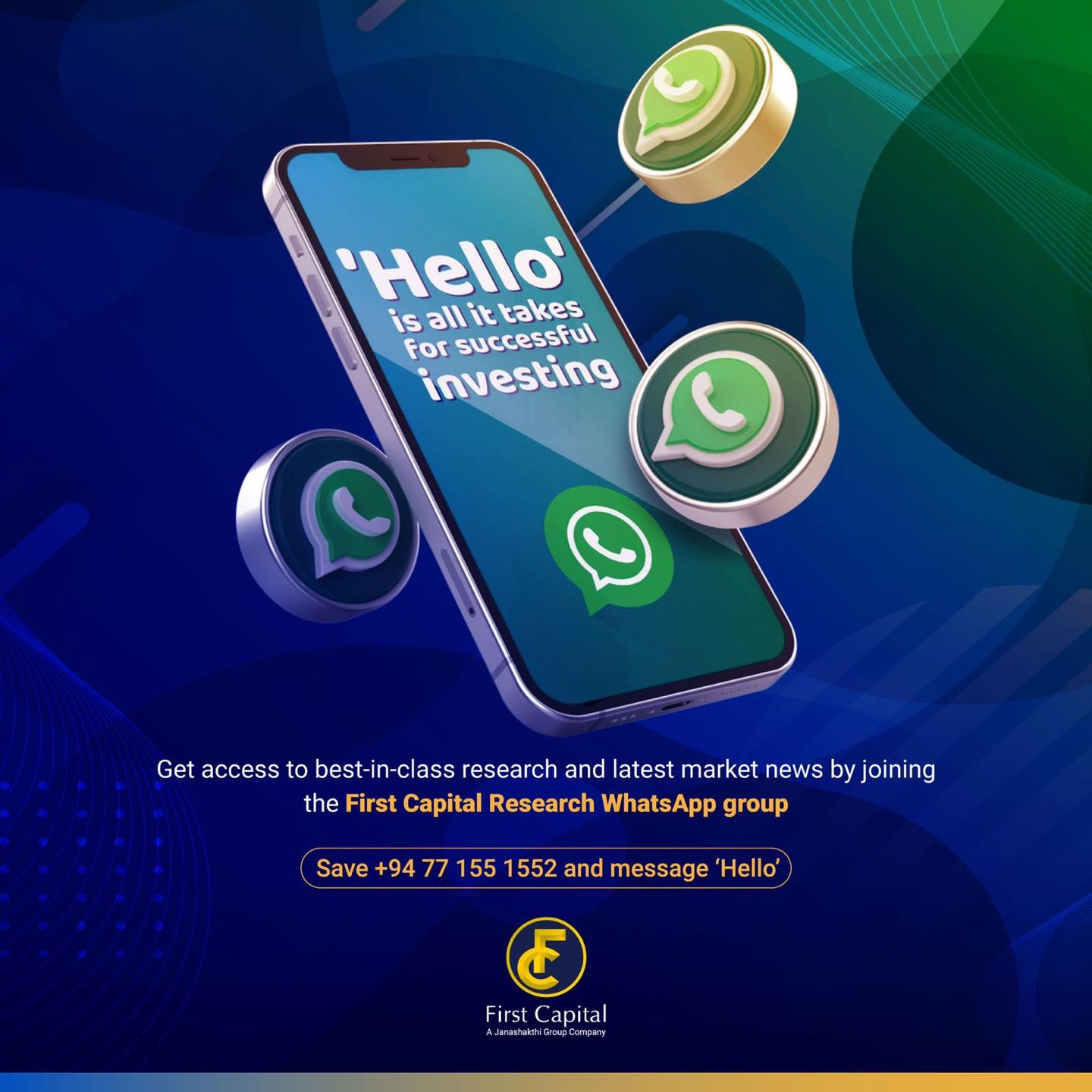 message ‘Hello’ to the First Capital Research WhatsApp